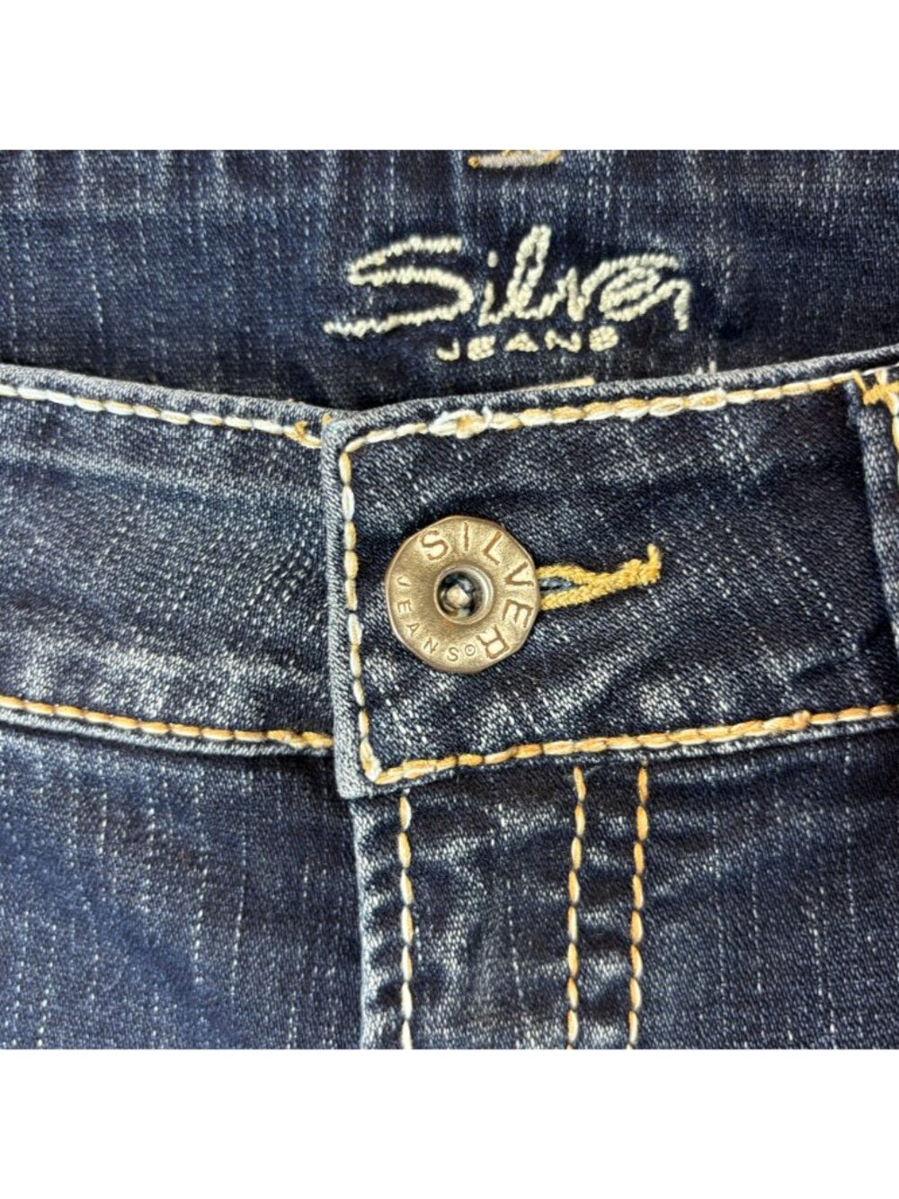 Silver Suki Womens 30 x 32 Jeans Bootcut Dark Wash Contrast Stitching Blue Denim - Picture 3 of 13